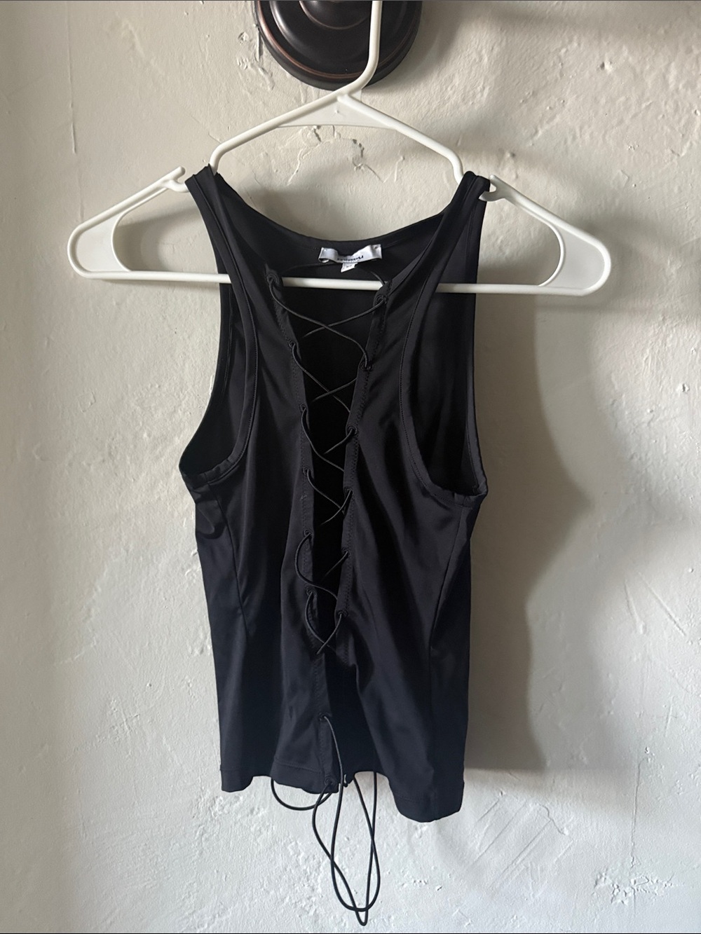 Miaou Black Lace-Up Back Racer Tank